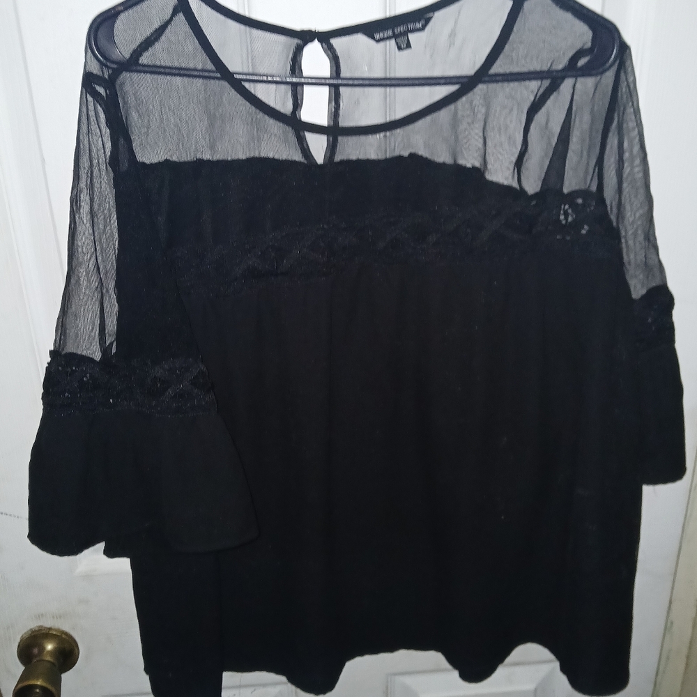 Unique Spectrum - Women's Black Semi Sheer Casual Plus Size Blouse. Size 3X